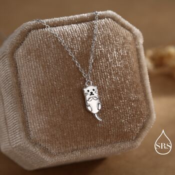 Sterling Silver Otter Pendant Necklace, 3 of 9