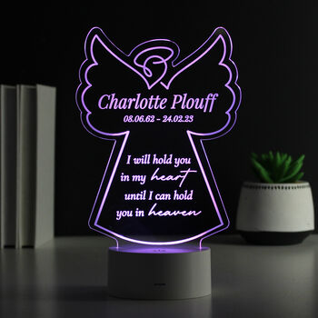 Personalised Angel Memorial Light Sign, 2 of 9