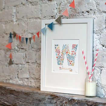 Personalised Floral Initial Letter Name Print, 3 of 10