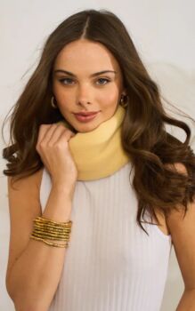 Yellow Chiffon 100% Cashmere Multi Ways Button Poncho Shawl Gift Boxed, 3 of 10