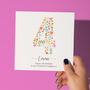 Floral Fun Personalised 4th Birthday Card, thumbnail 1 of 5