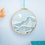 Moonlight Seascape Embroidery Kit, Moonlit Ocean Craft Diy Kit, thumbnail 1 of 6
