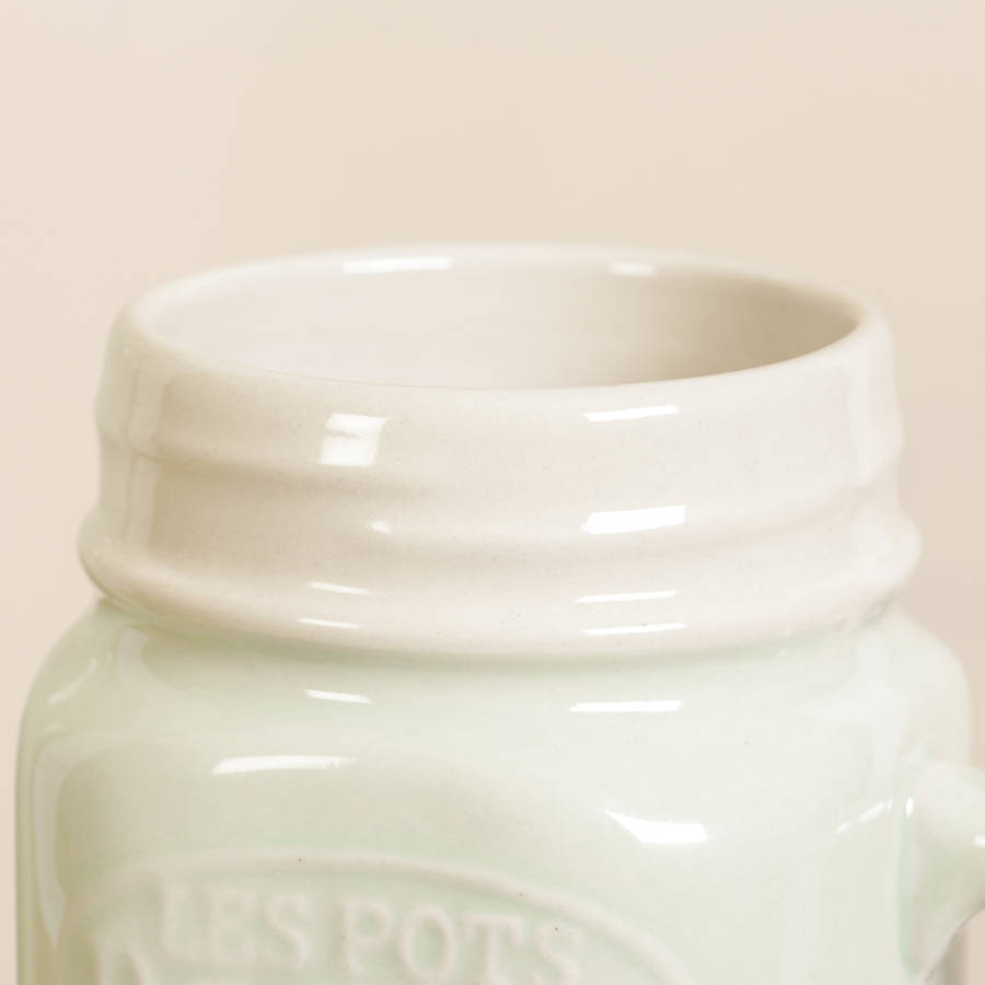 Pastel Green Ceramic Mason Jar By Dibor