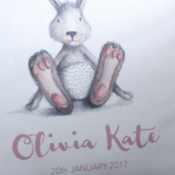Personalised New Baby Bunny Cushion, 7 of 9