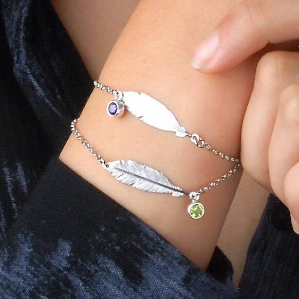 Personalised Sterling Silver Double Feather Bracelet, 1 of 6