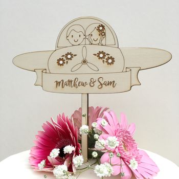 Personalised Wooden Plane Wedding Cake Topper, 2 of 6