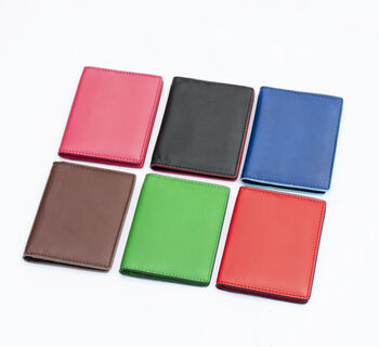 Small Leather Card Holder Wallet Colourful Personalised Gift, 2 of 10