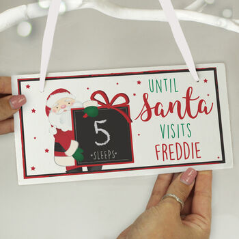 Personalised Santa Christmas Chalk Countdown Wooden Hanging Sign, 2 of 4