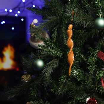 Hand Blown Frosted Glass Icicle Tree Decoration Ornament, 3 of 8