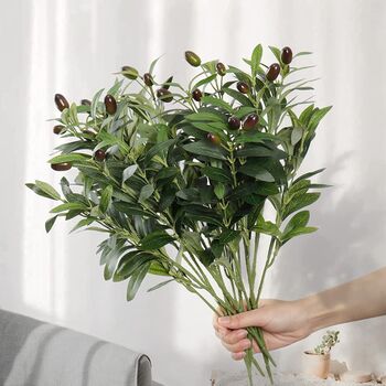 Six Packs Artificial Olive Faux Plants Olive Branches, 3 of 7