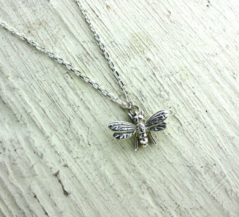 Sterling Silver Small Bee Necklace, 4 of 5
