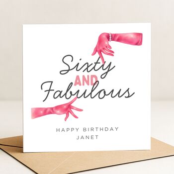 60th Birthday Card For Her, Sixty And Fabulous Funny Custom Card, 2 of 8