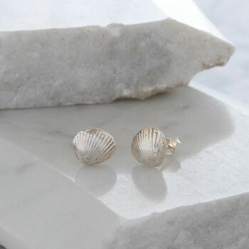 Shell Stud Earrings Sterling Silver, 2 of 5