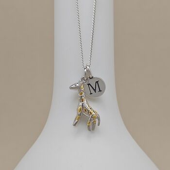 Personalised 925 Silver And Gold Plate Giraffe Necklace, 2 of 5