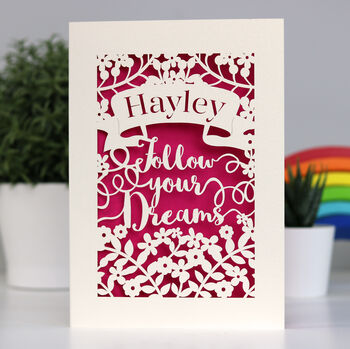 Personalised Papercut Follow Your Dreams Card, 8 of 12