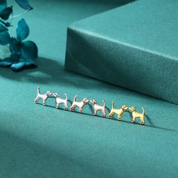 Cute Dog Stud Earrings In Sterling Silver, 7 of 12
