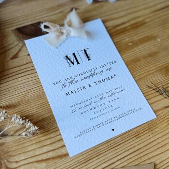 Personalised Floral Initials Wedding Invites Ribbon, 2 of 4