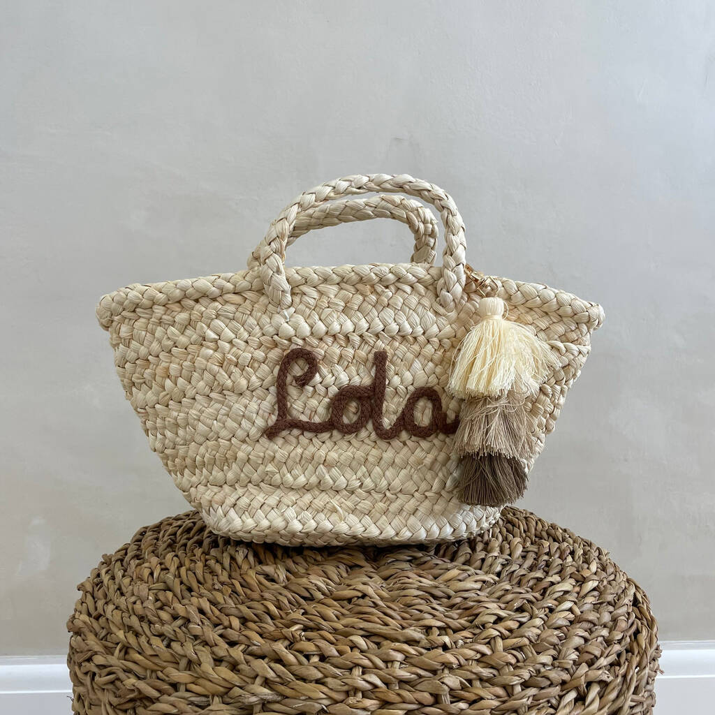 Personalised Mini Straw Basket Bags, 1 of 8