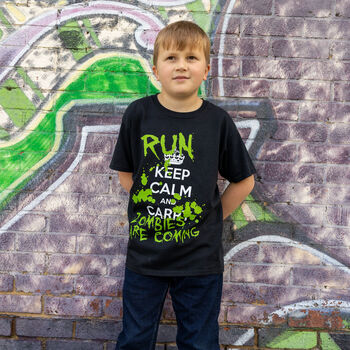 Keep Calm Run Zombies Boys' Halloween T Shirt, 4 of 6