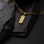 Gold Tiger Eye Pendant Necklace, Engraved Pendant Chains, thumbnail 4 of 12