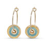 Ceramic, Glass And Gold Turquoise Pool Hoop Earrings, thumbnail 2 of 3