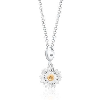 Sterling Silver Daisy Flower Charm Necklace, 2 of 9