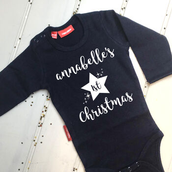Personalised First Christmas Star T Shirt/Babygrow, 3 of 10