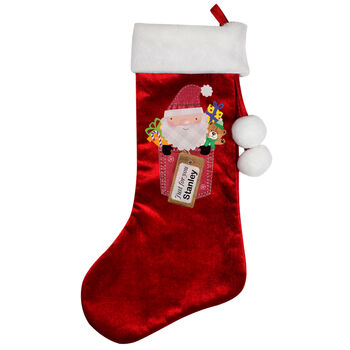 Personalised Santa Claus Luxury Red Stocking, 2 of 3