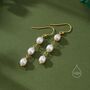 Oval Pearl Trio Drop Hook Earrings, thumbnail 2 of 10