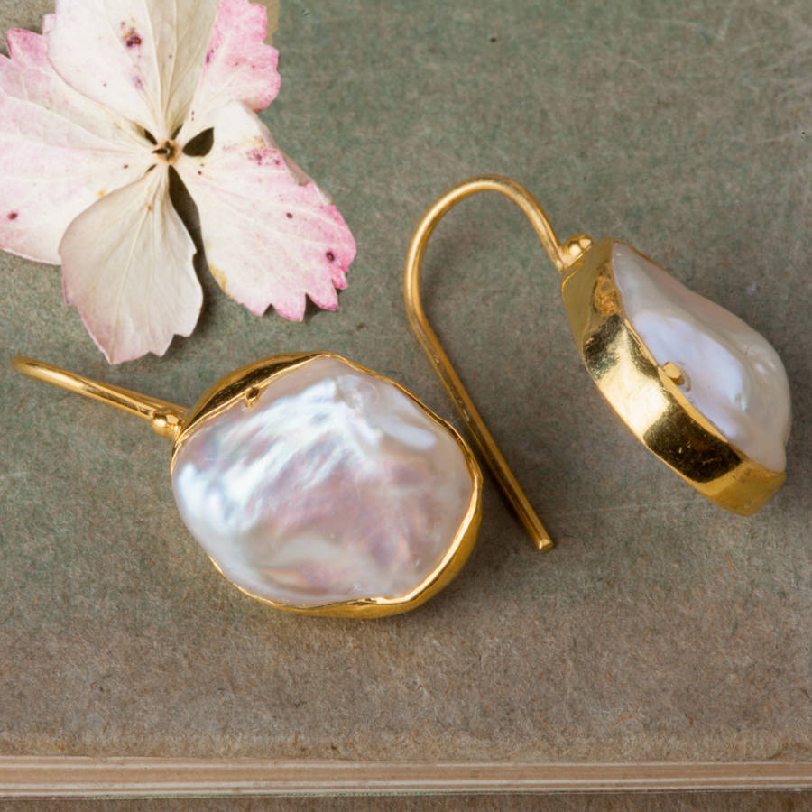 Gold Baroque Pearl Drop Earrings By Rochejewels Notonthehighstreet Com