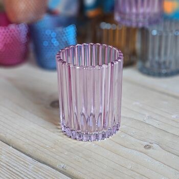 Flute Glass Pink Medium Tea Light Holder, 2 of 2