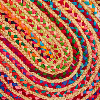 Multicoloured Recycled Jute And Cotton Oval Rug, 2 of 5