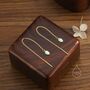 Sterling Silver Green Opal Oval Threader Earrings, thumbnail 3 of 11