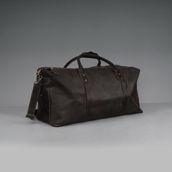 Genuine Leather Holdall Luggage In Brown, 7 of 12