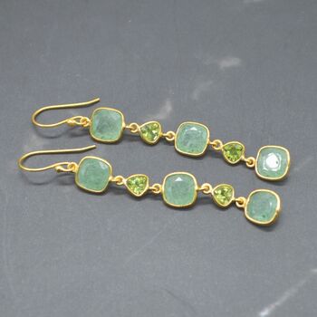Peridot Green Jade Silver Dangle Earrings, 3 of 8