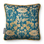 Luxury Velvet Cushion Summer Teal And Gold Optional Piping, thumbnail 1 of 6