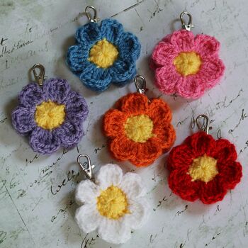 Personalised Crocheted Flower Keyring Letterbox Gift, 11 of 12