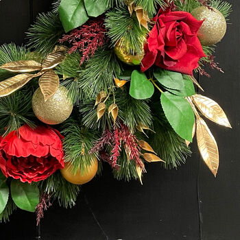 Salisbury Faux Flowers Christmas Wreath, 4 of 4