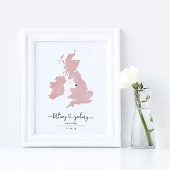 Personalised Wedding Engagement Personalised Map Print, 5 of 10