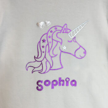 Personalised Metallic Unicorn Child's T Shirt/Babygrow, 3 of 10