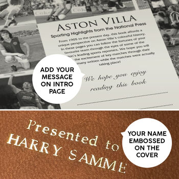 Aston Villa Personalised Football Gift Villa Park Newspaper History Book, 11 of 12