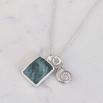 The Duo Emerald Necklace, Sterling Silver, 4 of 11
