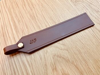 Personalised Stamped Leather Bookmark, Conker Brown, 3 of 9