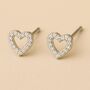 Sterling Silver Twinkling Open Heart Stud Earrings, thumbnail 1 of 5