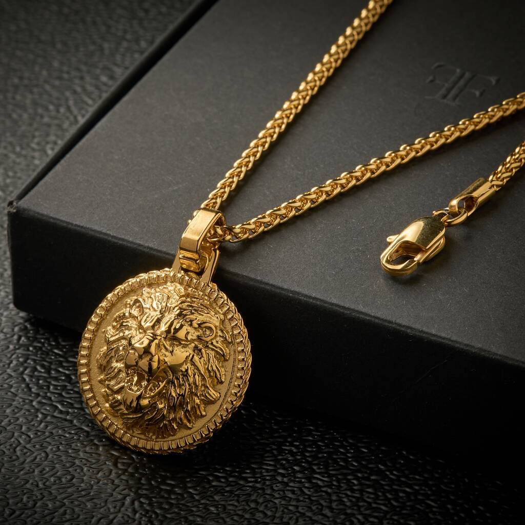 Men's 18 K Gold Plated Lion Pendant By FORGE & FOUNDRY