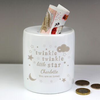 Personalised Twinkle Twinkle Ceramic Money Box, 3 of 4