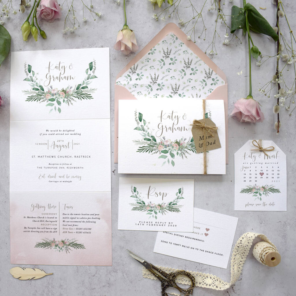 Foliage Blush Save The Date By Julia Eastwood | notonthehighstreet.com