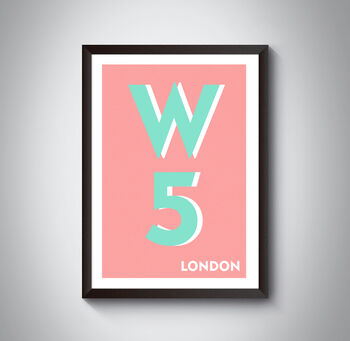 W5 Hammersmith London Postcode Typography Print, 8 of 9