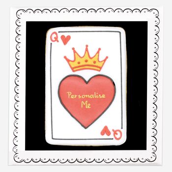Biscuiteers Hand Iced Personalised Queen Of Hearts Biscuit Card, 2 of 5