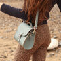 Leather Satchel Shoulder Bag In Stormy Sea Grey, thumbnail 5 of 6